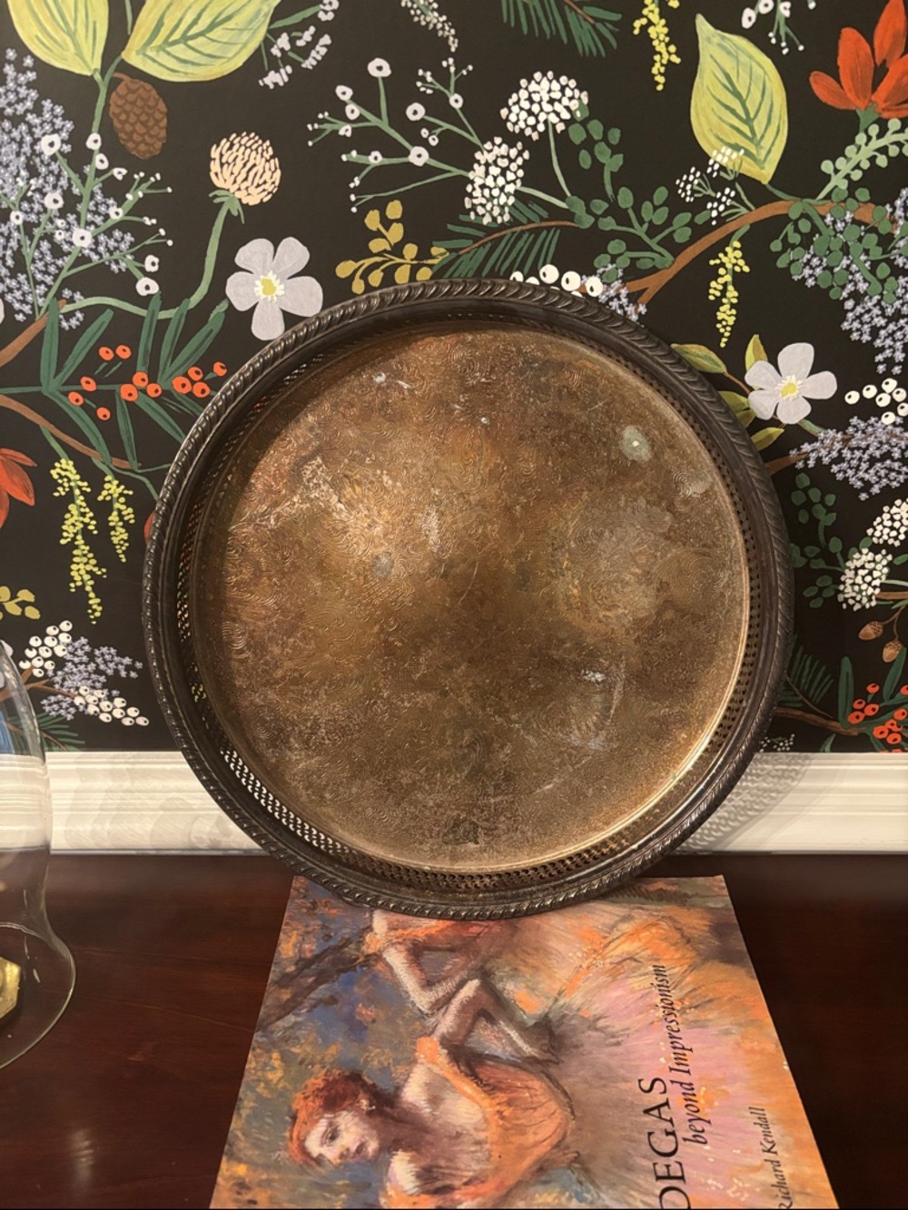 Vintage Round Silver Plate Serving Tray